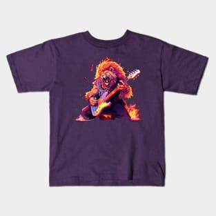 lion play guitar Kids T-Shirt